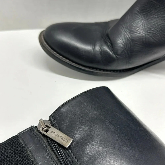 Aquatalia Boots Leather Tall Riding Quilted Horse Bit Side Zip Up Black Size 7 - Picture 7 of 12